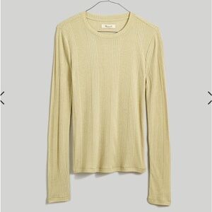 Madewell Variegated Ribbed Crewneck Long-Sleeve Tee - Color: Pale Lichen